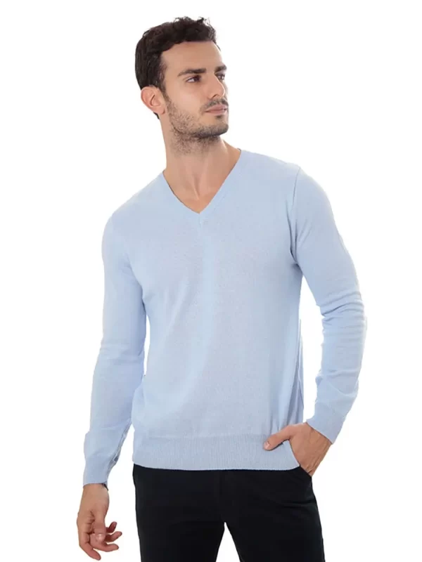 Suéter Enck Tricot Leve Gola V Azul Claro