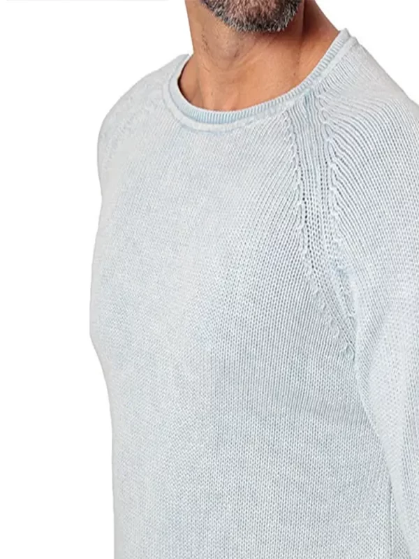 Suéter Enck Tricot Raglan Gola O Azul Claro - Imagem 3